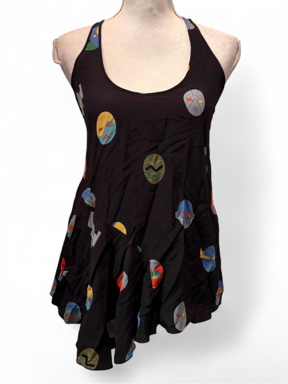 Stella McCartney Racerback Tank Top Womens Black 100% Silk Super Hero Sz 38